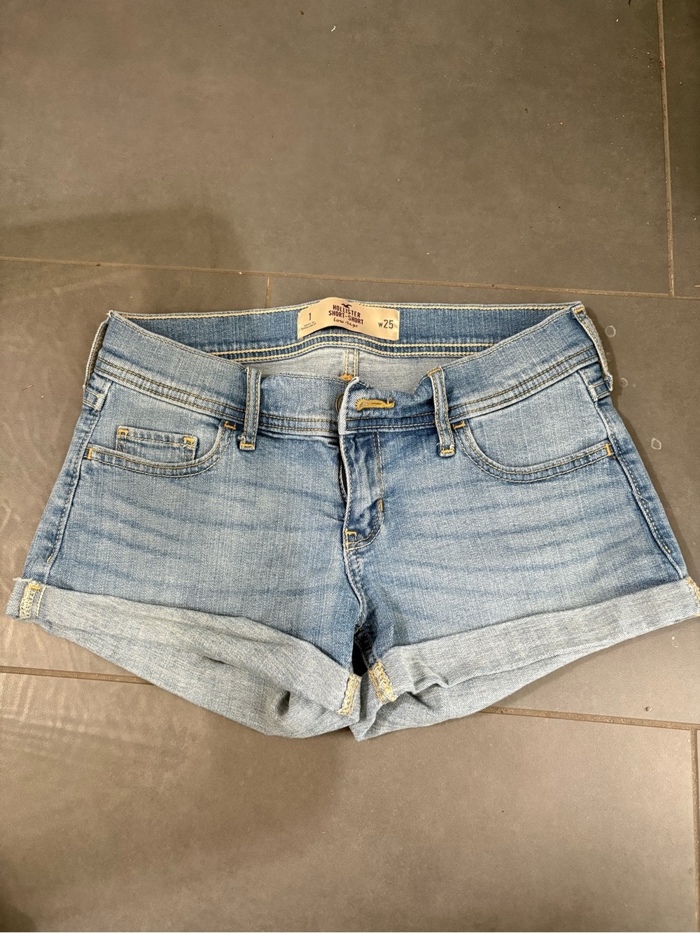 Hollister Light Blue Rolled-Cuff Denim Shorts